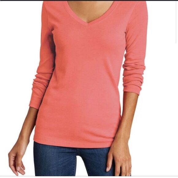 Eddie Bauer Women's Long Sleeve Tee - Orange - size TM (M Tall) - Picture 3 of 6
